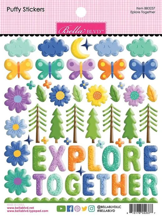 Adventure Awaits Explore Together Puffy Stickers - Bella Blvd