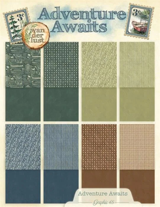Adventure Awaits Patterns & Solids Paper Pack, 8.5" x 11" - Graphic 45