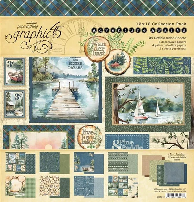 Adventure Awaits Scrapbook Collection Kit,  12" x 12" - Graphic 45