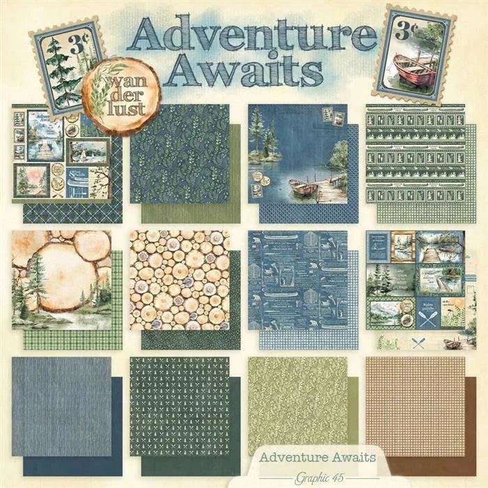 Adventure Awaits Scrapbook Collection Kit,  12" x 12" - Graphic 45