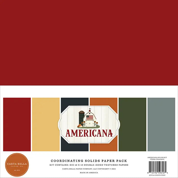 Americana Solids Paper Kit, 12" x 12" - Carta Bella