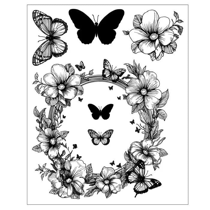 Artful Blooms Studio Clear Stamp Set (6 pack) w/ Framelits Die Set (10 pack) by Willow Wolfe - Sizzix