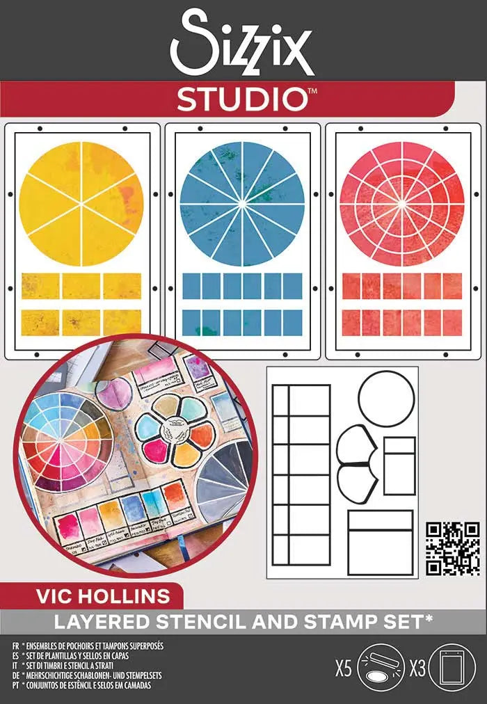 Artist Tools Stamps Set w/ Stencils - Studio by Vic Hollins - Sizzix