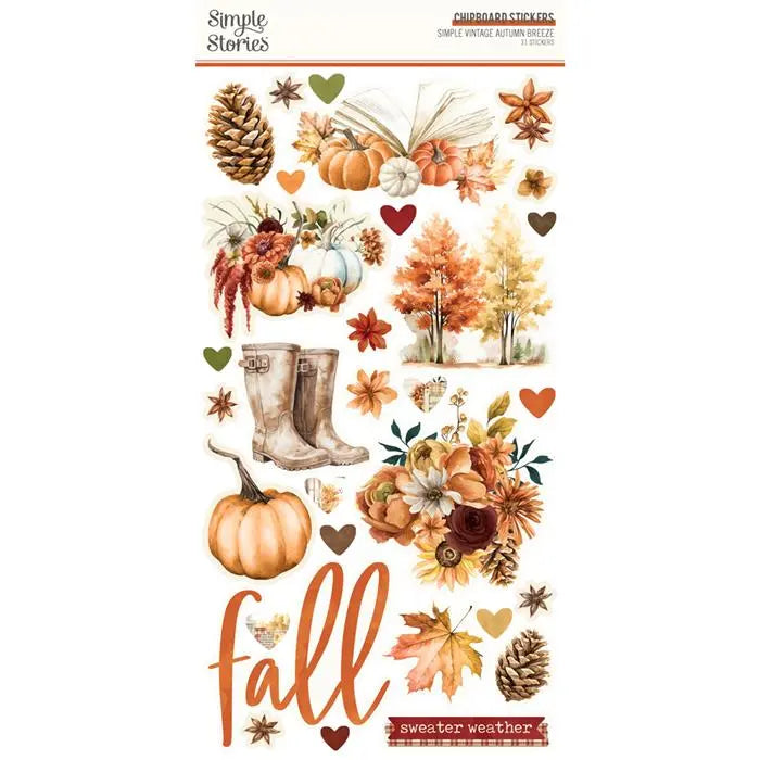 Autumn Breeze Chipboard Stickers, 6" x 12" - Simple Vintage - Simple Stories