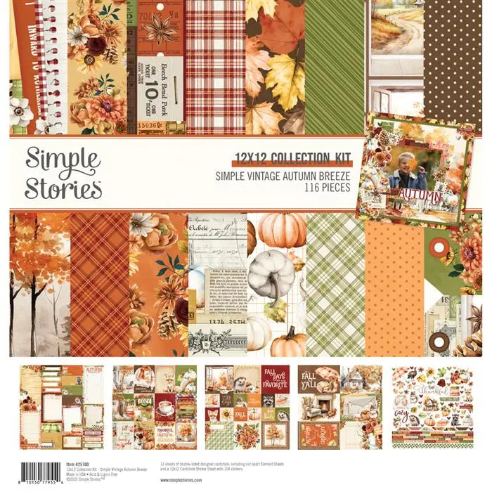 Autumn Breeze Scrapbook Collection Kit, 12" x 12" - Simple Vintage - Simple Stories