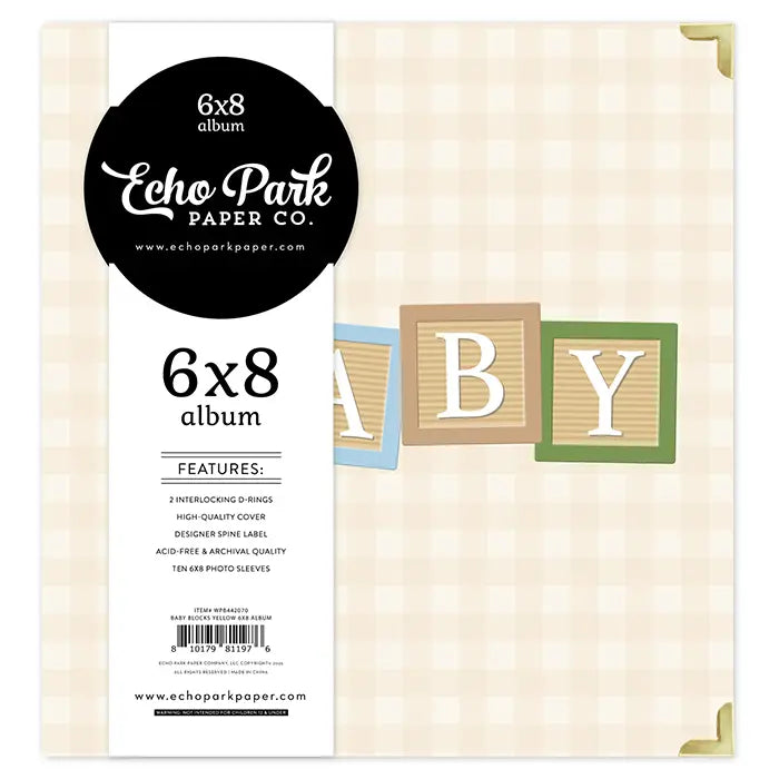 Baby Blocks Tan 6" x 8" Album - Winnie The Pooh Baby - Echo Park
