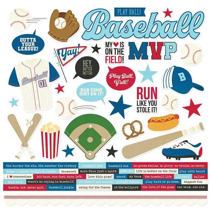 Baseball Cardstock Stickers - Simple Stories