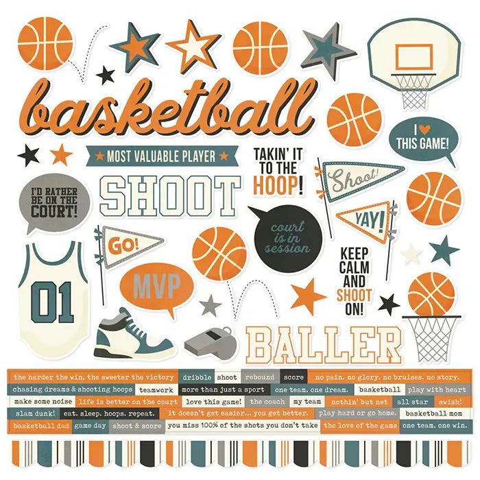 Basketball Cardstock Stickers - Simple Stories