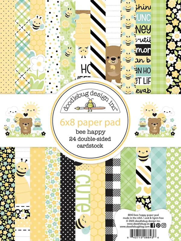 Bee Happy Paper Pad, 6" x 8" - Doodlebug