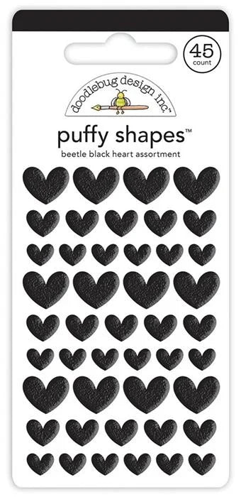 Beetle Black Heart Puffy Shapes - Monochromatic - Doodlebug