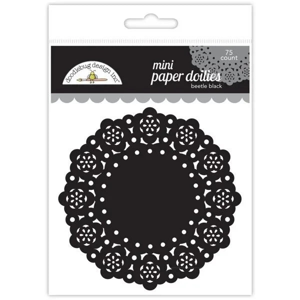 Beetle Black Mini Doilies - Monochromatic - Doodlebug