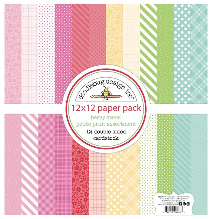 Berry Sweet Petite Prints Assortment Pack, 12"x 12" - Doodlebug
