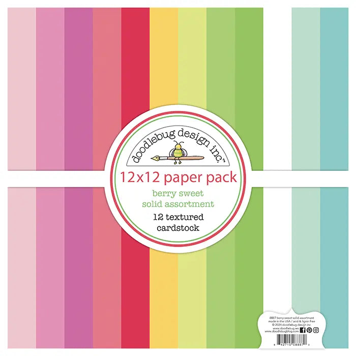 Berry Sweet Textured Cardstock Assortment Pack, 12"x 12" - Doodlebug