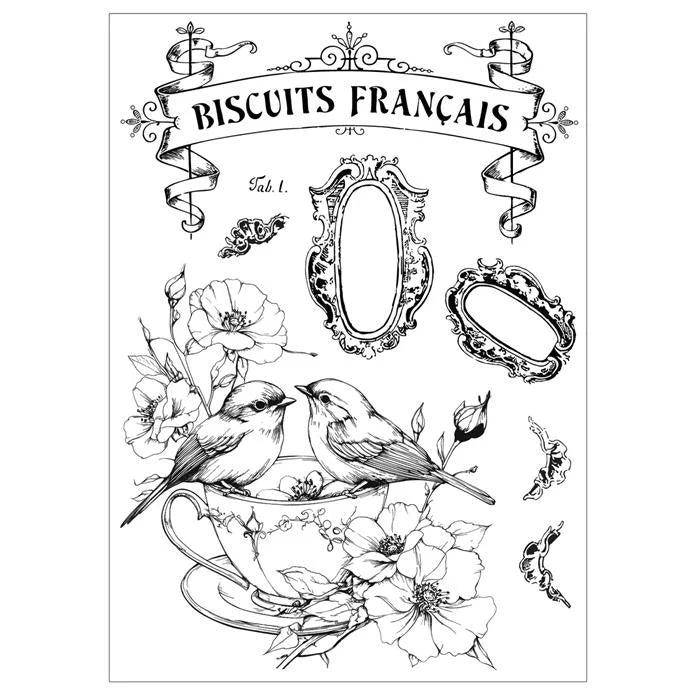 Birds and Biscuits Studio Clear Stamp Set (4 pack) w/ Stencils (3 pack) by Willow Wolfe - Sizzix