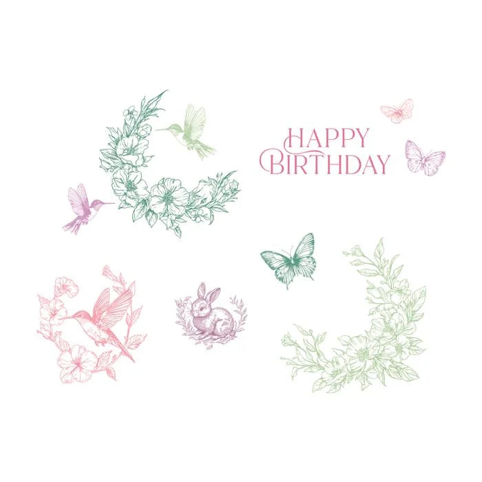 Birthday Blooms Clear Stamp Set by Willow Wolfe - Birthday Collection - Sizzix