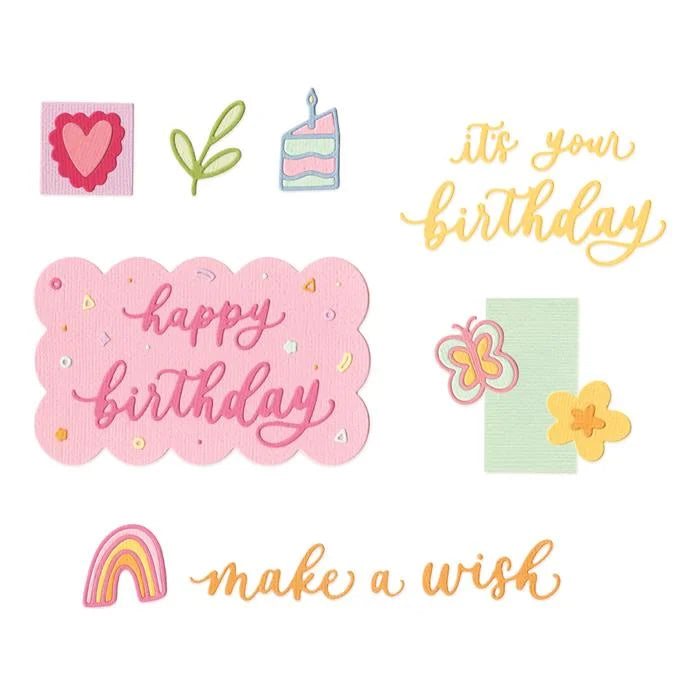 Birthday Doodles Thinlits Die Set by Letters by Shells - Birthday Collection - Sizzix