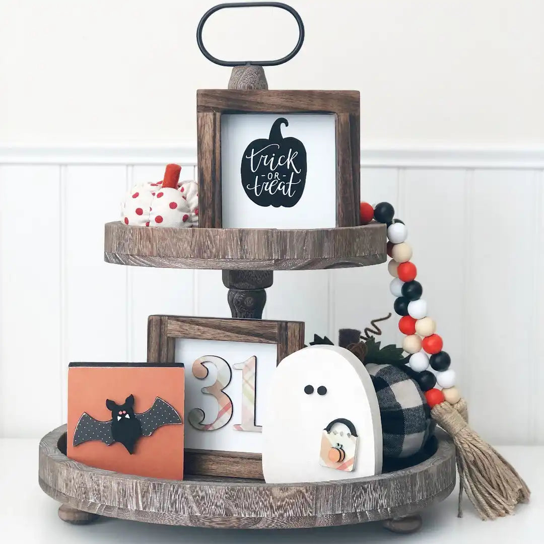Black Plaid Pumpkin - Tiered Tray Decor - Foundations Decor