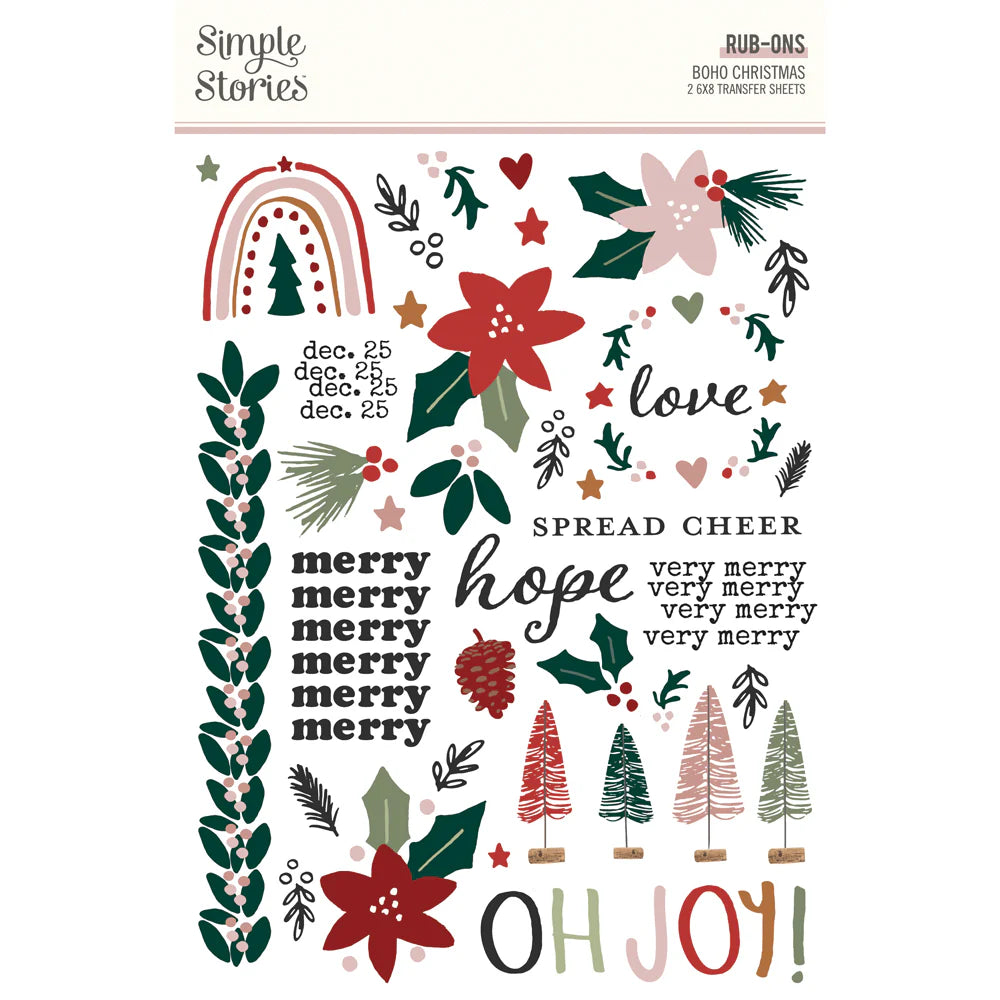 Boho Christmas - Rub Ons - Simple Stories