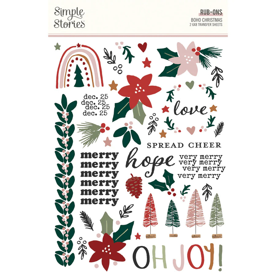 Boho Christmas - Rub Ons - Simple Stories