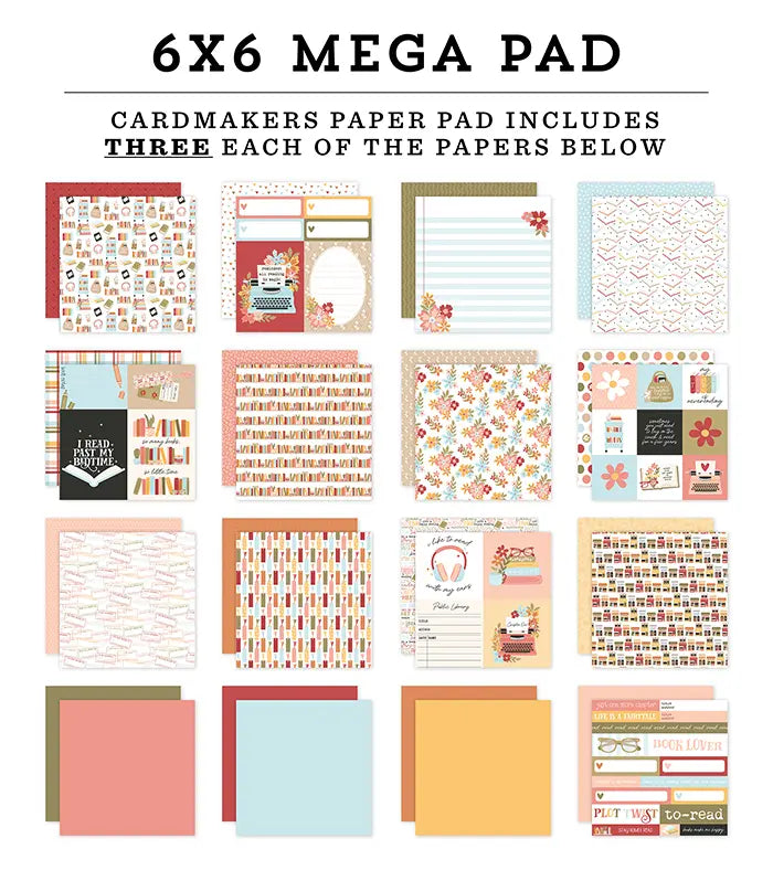 Bookish Cardmakers Mega Cardstock Pad, 6" x 6" - Echo Park