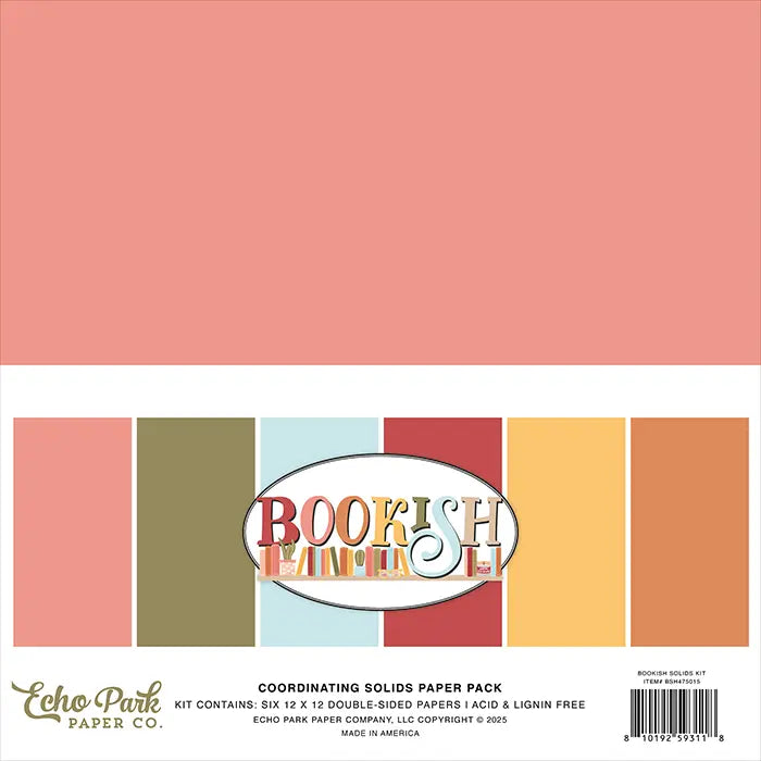 Bookish Solids Paper Kit, 12" x 12" - Echo Park