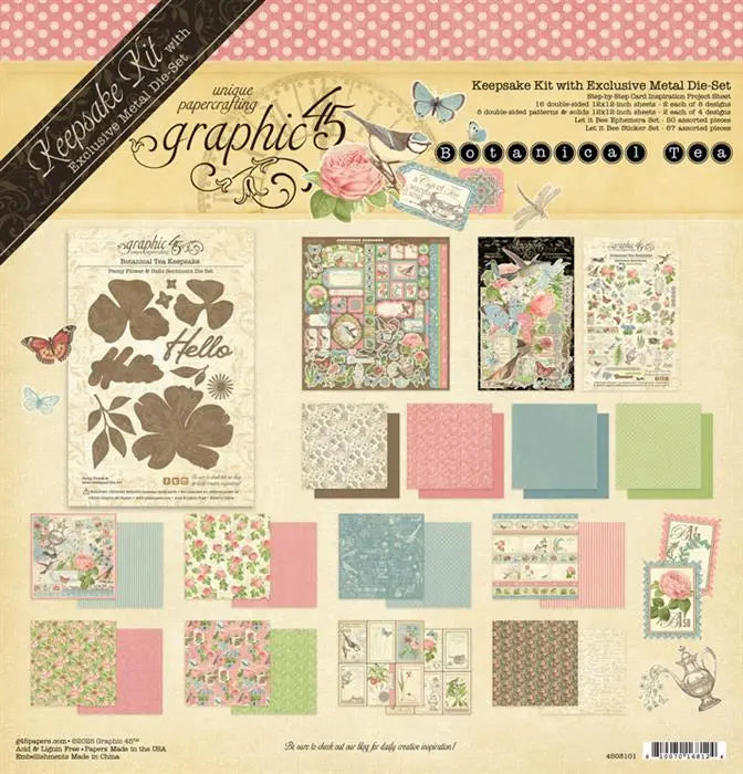 Botanical Tea Keepsake Kit with Exclusive Metal Die-Set - Graphic 45