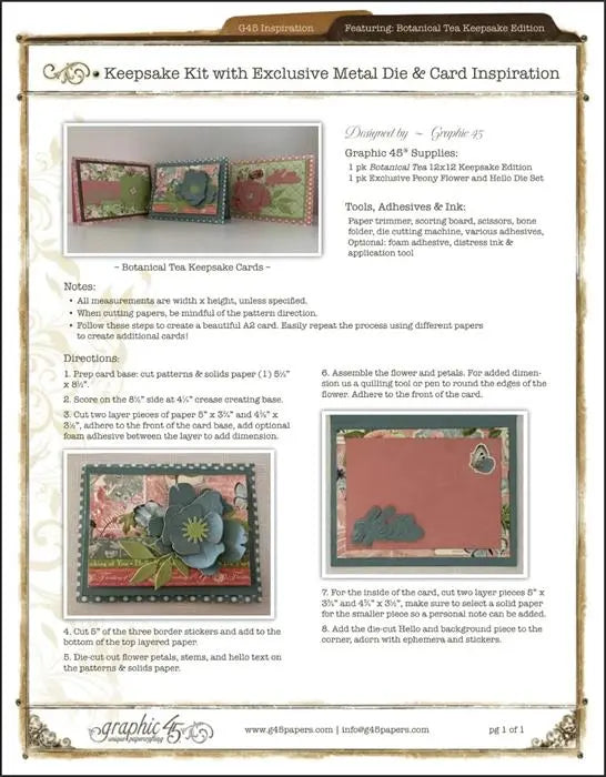 Botanical Tea Keepsake Kit with Exclusive Metal Die-Set - Graphic 45