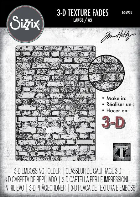 Brickwork 3-D Texture Fades Embossing Folder Large/A5 - Tim Holtz - Sizzix