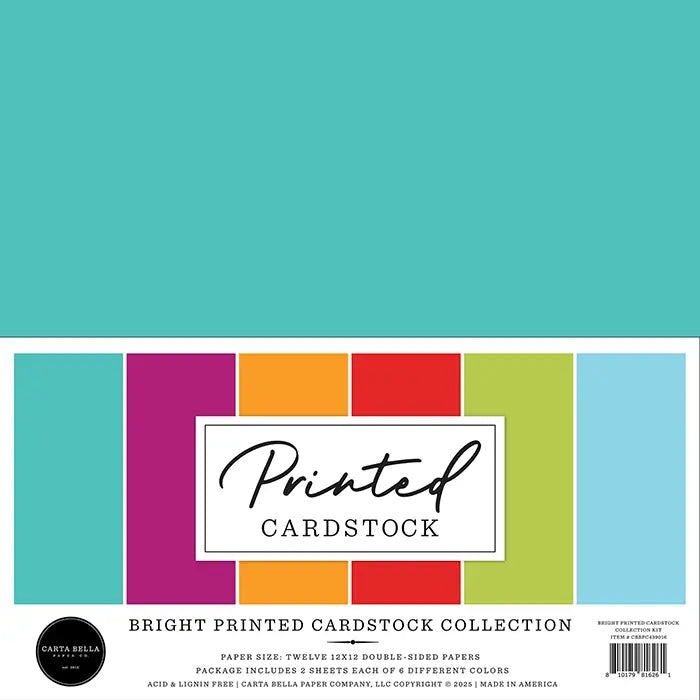 Bright Printed Cardstock Solids Kit - Carta Bella
