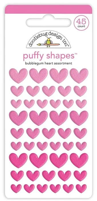 Bubblegum Heart Puffy Shapes - Monochromatic - Doodlebug