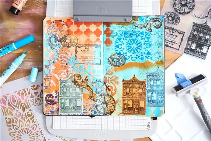 Build It A5 Clear Stamps Set 7PK w/ A5 Stencils 3PK - Studio - Mark Montano - Sizzix