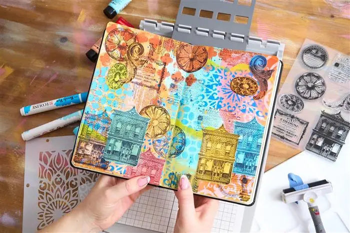 Build It A5 Clear Stamps Set 7PK w/ A5 Stencils 3PK - Studio - Mark Montano - Sizzix