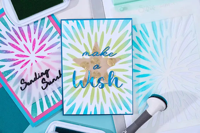 Burst of Bright 3D Embossing Folder with A6 Stencil - Stacey Park - Sizzix