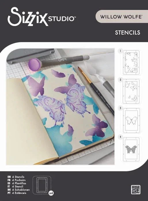 Butterflies Studio Layered Stencils (4 pack) by Willow Wolfe - Sizzix