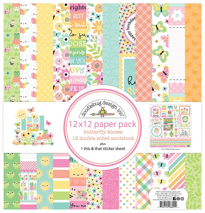 Butterfly Kisses 12" x 12" Paper Pack - Doodlebug