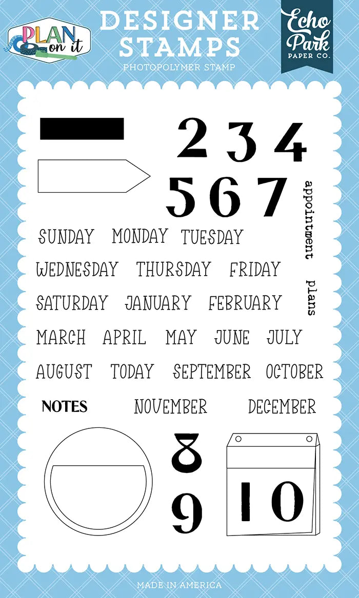 Calendar Memo Stamp Set - Plan On It - Echo Park