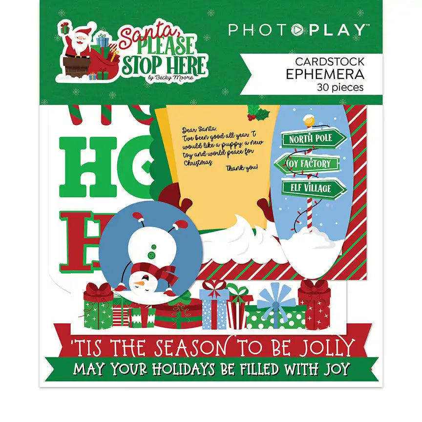 Cardstock- Ephemera-Santa Please Stop Here Collection- Photo Play