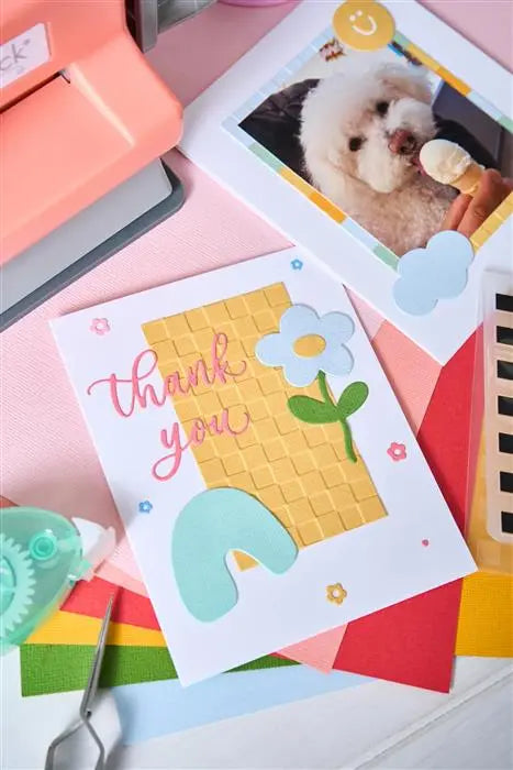 Checkered Pattern 2D Mini Embossing Folder - Letters by Shells - Shelly Kim - Sizzix