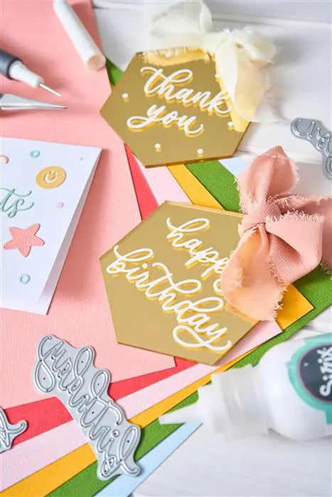 Cheerful Phrases Thinlits Die Set Die Set 16PK - Letters by Shells - Shelly Kim - Sizzix