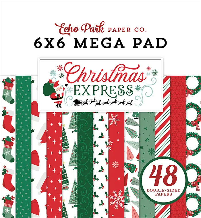 Christmas Express Cardmakers Mega Cardstock Pad, 6" x 6" - Echo Park