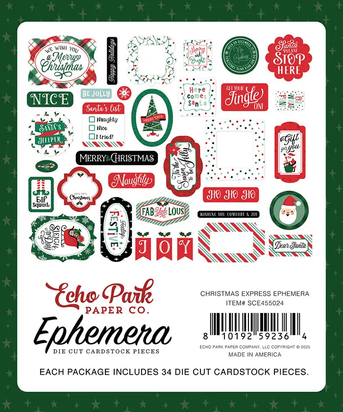 Christmas Express Ephemera Die Cuts - Echo Park