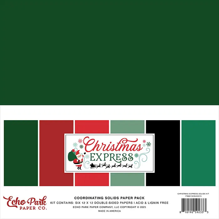Christmas Express Solids Paper Kit, 12" x 12" - Echo Park