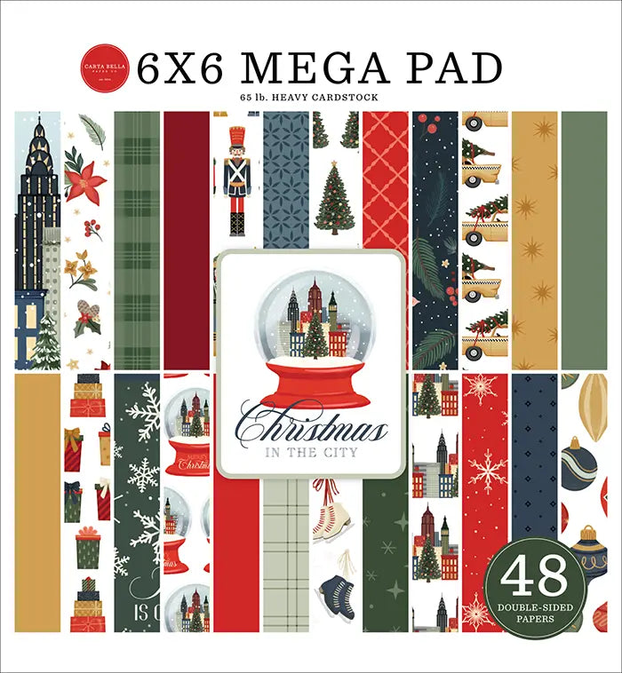Christmas In The City Cardmakers Mega Cardstock Pad, 6" x 6" - Carta Bella