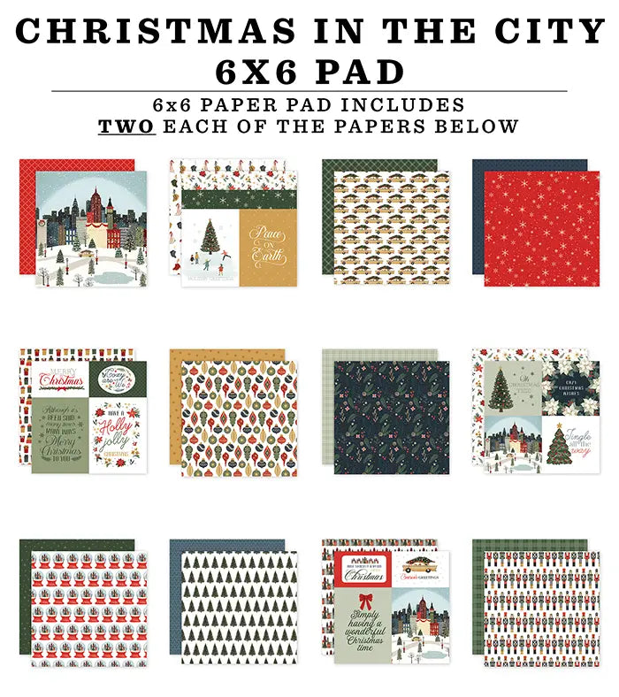 Christmas In The City Paper Pad, 6" x 6" - Carta Bella