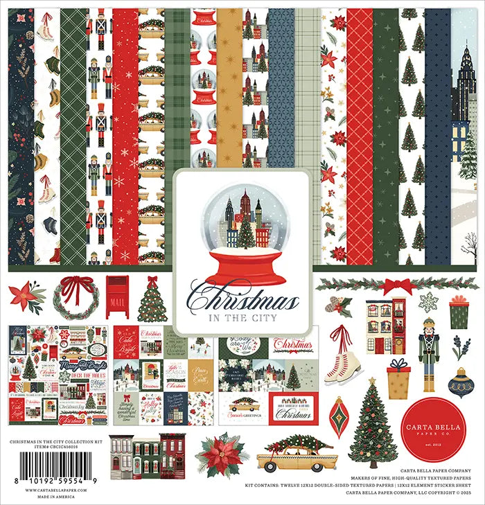 Christmas In The City Scrapbook Collection Kit, 12" x 12" - Carta Bella