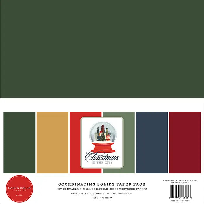 Christmas In The City Solids Paper Kit, 12" x 12" - Carta Bella
