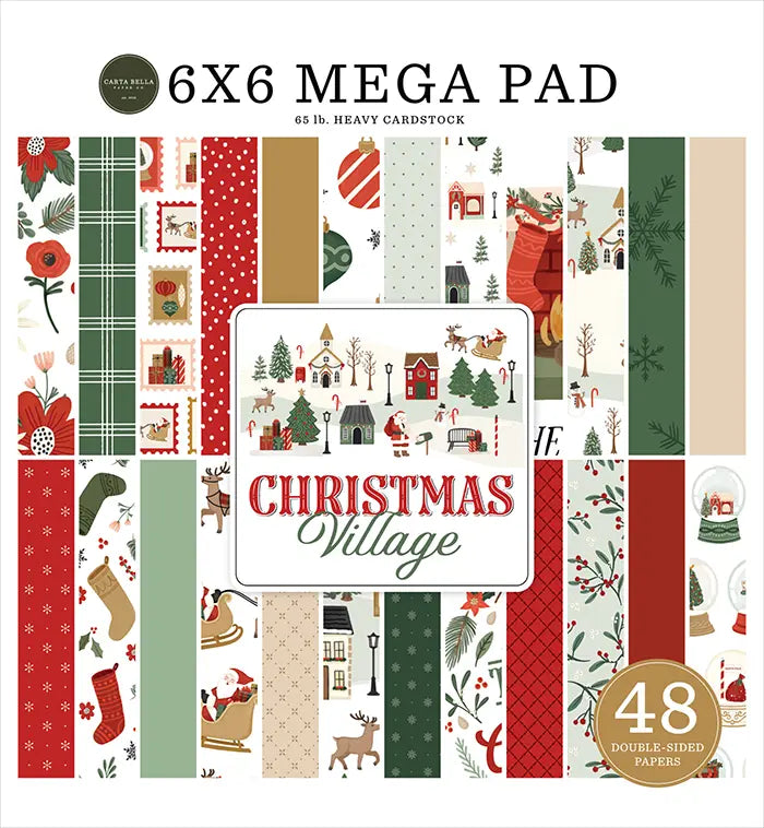 Christmas Village Cardmakers Mega Cardstock Pad, 6" x 6" - Carta Bella