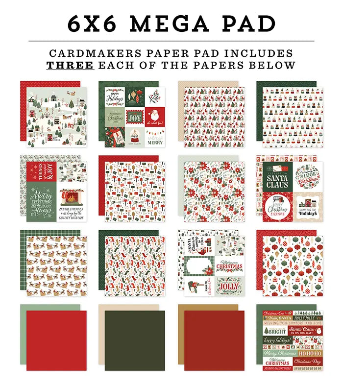 Christmas Village Cardmakers Mega Cardstock Pad, 6" x 6" - Carta Bella