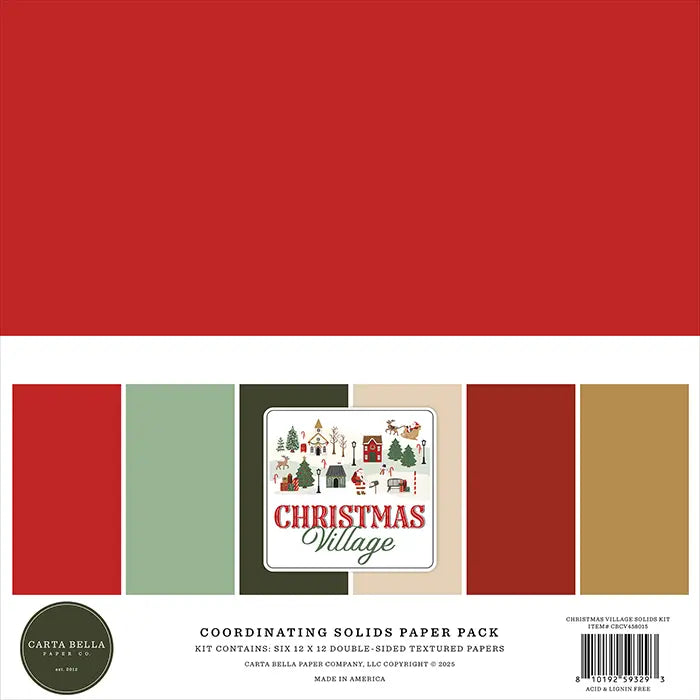 Christmas Village Solids Paper Kit, 12" x 12" - Carta Bella