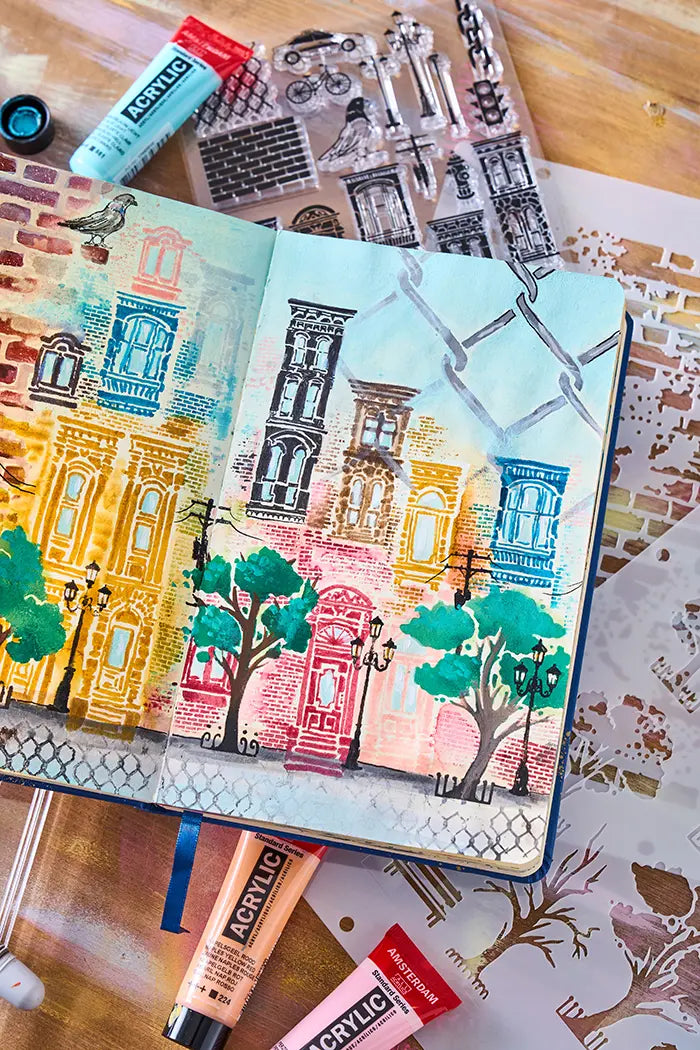 View 11 of City Life Clear Stamps Set w/ Stencils - Studio by Vic Hollins - Sizzix